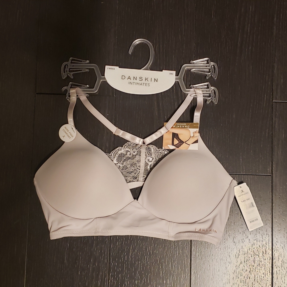 Danskin Women's Nude Seamless Intimates Bra - Lace Racerback - 34C BNWT